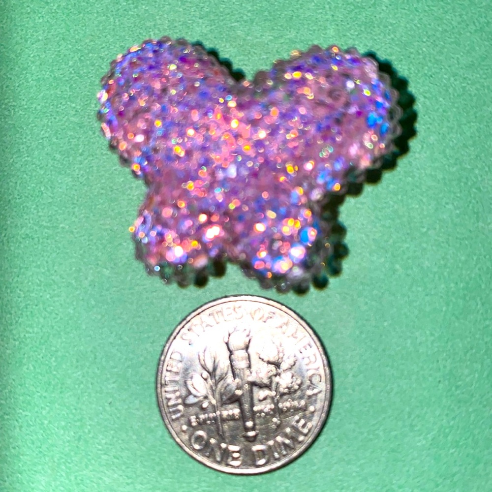 (10 for $15) Pink Sparkly Butterfly Acrylic Insect Animal Crocs Shoe Charms